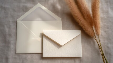 Elegant Stationery Mockup with Pampas Grass