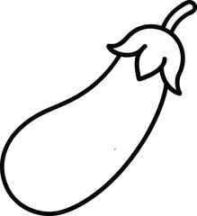 Eggplant outline icon. Simple vector food illustration for healthy eating concepts. Contour drawing isolated on a white background.
