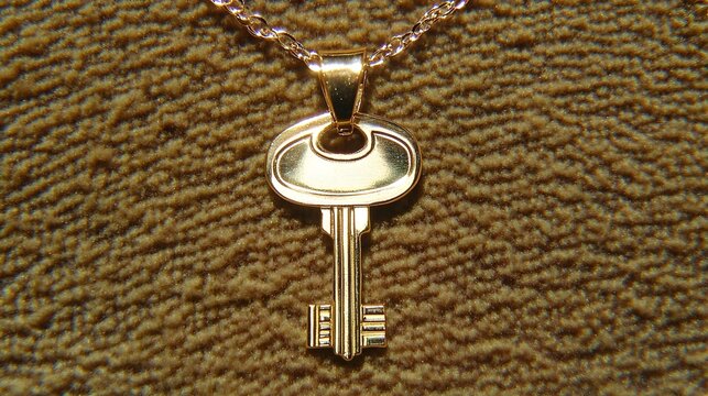 Elegant Gold Key Pendant Necklace Jewelry Accessory