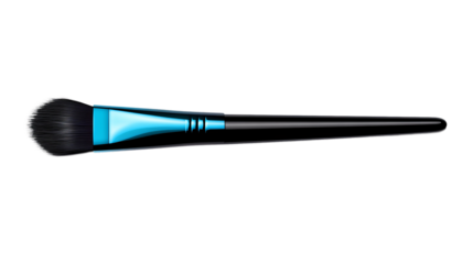 Makeup brush with bristles and light blue handle is displayed horizontally! - high quality Makeup brush with bristles and light blue handle is display