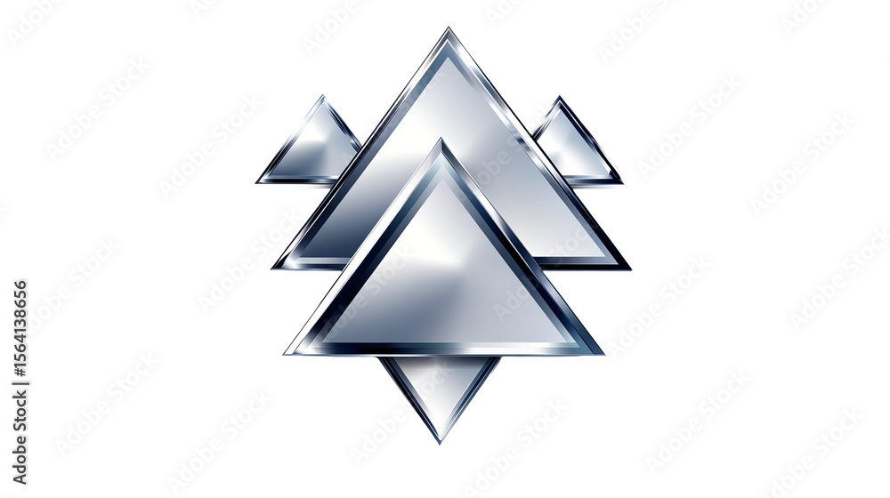 Poster metallic triangles are stacked, creating a three dimensional pyramid on a isolated background!