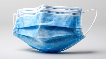 Minimalist Image of Blue Surgical Mask with Gentle Studio Lighting Capturing Soft Shadow Play and Fabric Texture