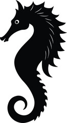 Black Seahorse Silhouette – Marine Life Vector Illustration