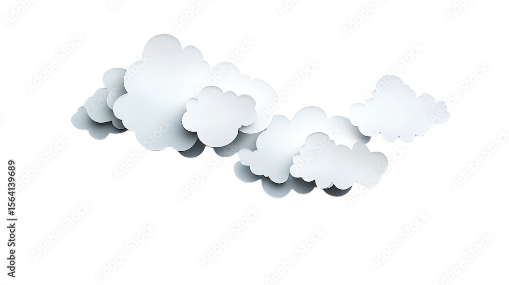 Fototapete several stylized clouds appear floating in the scene, casting subtle shadows. - high quality several