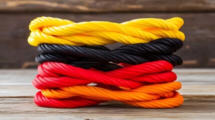 Intertwined Colorful Ropes German Flag Colors Texture