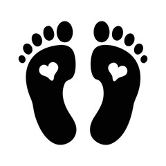 Infant's foot prints represent new life, love and beginnings with simple design