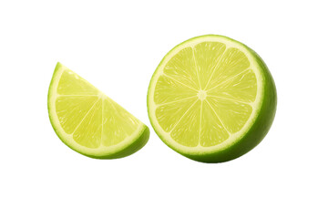 Fresh lime slices isolated on black background citrus fruit food photo on transparent background