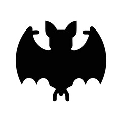Black bat silhouette with outstretched wings, a halloween symbol and decoration