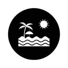 Simple and Minimalistic Icon Illustration of a Sunny Day at the Beach