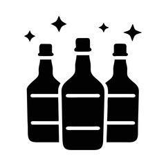 Three Shiny Bottles Celebrate Together for an Upcoming Event or Party