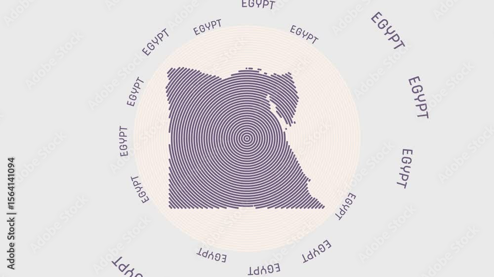 Poster egypt shape with dynamic circles visual effect. animation of egypt logo appearing from rotating ring
