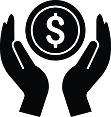 Obraz premium Elegant silhouette of two cupped hands gently holding something precious