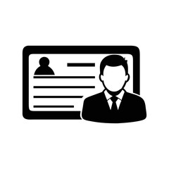 Simple Black and White Icon of Business Identity and Membership Card