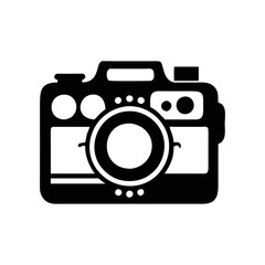 Simple Black and White Camera Icon Representing Photography and Technology Concepts