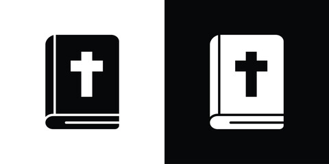 Obraz premium Bible icon simple flat graphic illustrations. Black and white silhouette vector