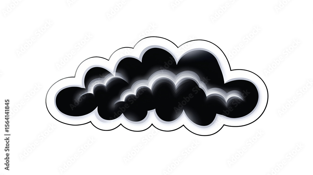 Aufkleber stylized cloud shape features layers of and gray outlines in a visually striking design.