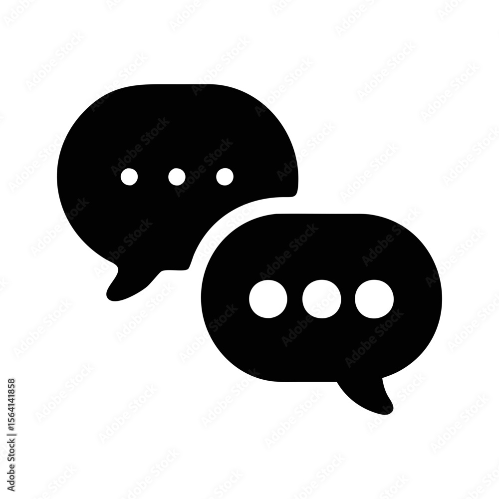 Poster two speech bubbles with ellipsis dots indicating a conversation in progress
