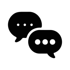 Two speech bubbles with ellipsis dots indicating a conversation in progress