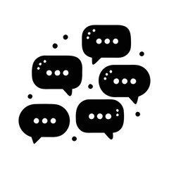 White Chat Bubble Icon on a Black Circle Background for Communication