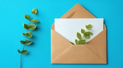 Elegant Kraft Envelope with Greenery: A Botanical Note