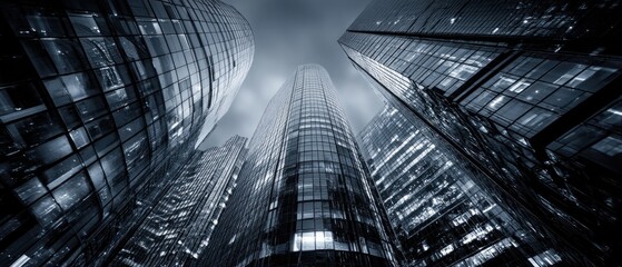 Night Cityscape: Skyscrapers Reaching for the Sky