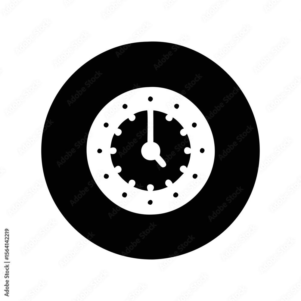Poster monochrome representation of a wall clock with a circular dark background