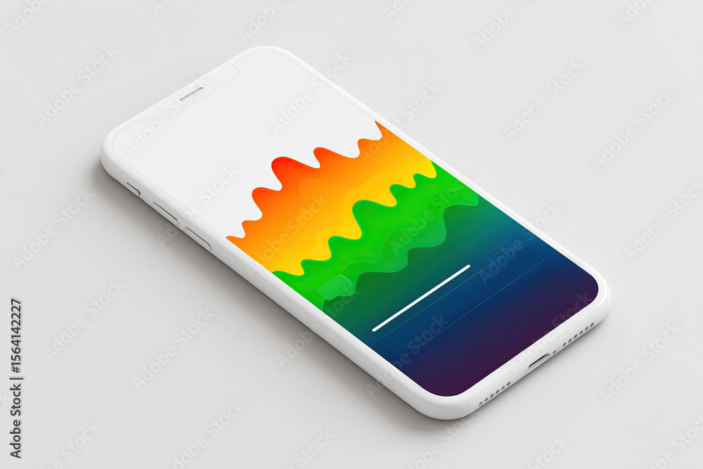 Poster wellness interface displayed on smartphone showcasing vibrant color graph representing health data