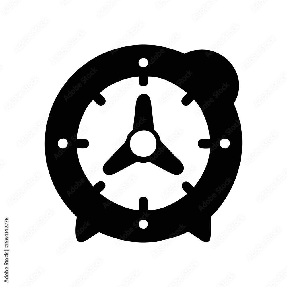 Poster stylized alarm clock with three hands indicates passing of time