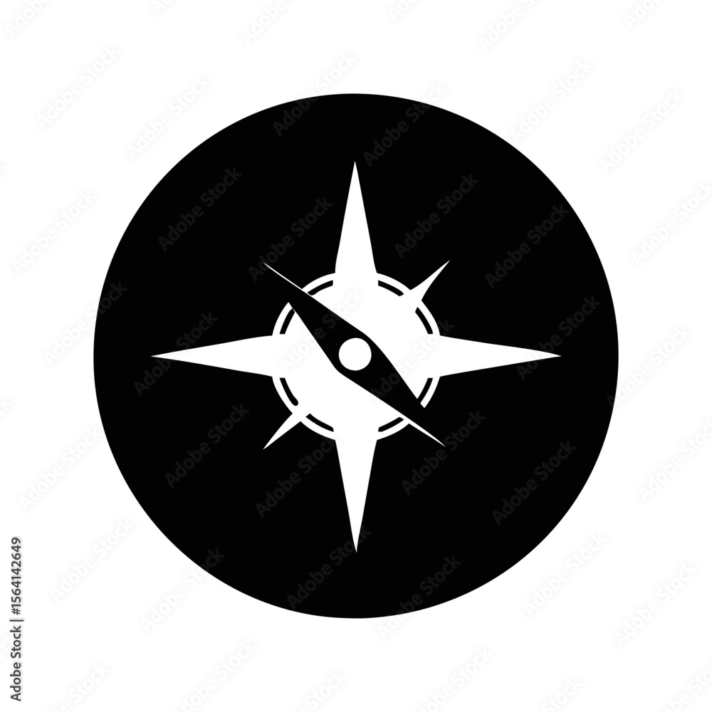 Aufkleber monochromatic compass rose within a circle showing directionality and navigational concepts