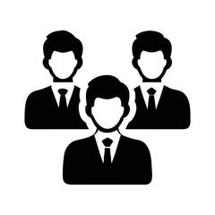 Illustration of Three Businessmen Standing Together in a Triangular Formation Icon