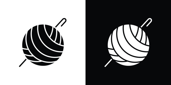 Crochet icon simple flat graphic illustrations. Black and white silhouette vector