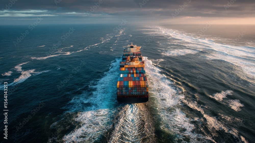 Poster the massive vessel looms majestically as it glides through undulating ocean swells with its colorful