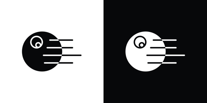 Death star icon simple flat graphic illustrations. Black and white silhouette vector