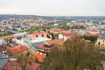 Przemyśl, Subcarpathian, Poland, 30 March 2025: view of the central part of the city with the San River
