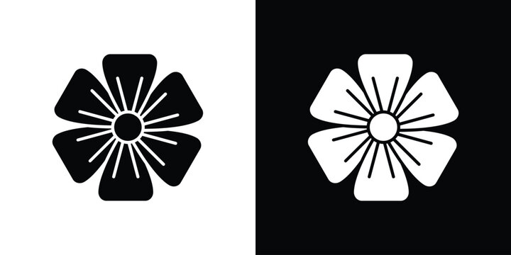 Hypericum icon simple flat graphic illustrations. Black and white silhouette vector
