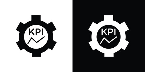 KPI icon simple flat graphic illustrations. Black and white silhouette vector