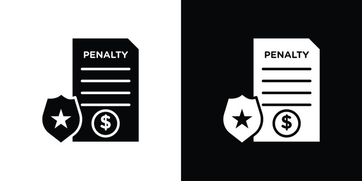 Penalty icon simple flat graphic illustrations. Black and white silhouette vector
