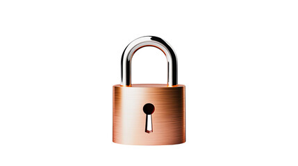 Naklejka premium A 3D metal padlock sits centered against a isolated background, displaying texture and shine.