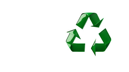 Obraz premium A 3D recycle symbol is displayed, with glossy green material, against a stark background.
