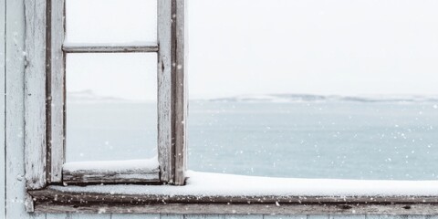 A Beautiful Snowy Landscape Visible Through an Open Window on a Cold Winters Day