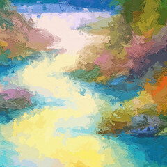 Various oil paintings, flowers, eagles, landscapes, waterfalls, chrysanthemums, birds, streams, beautiful scenery