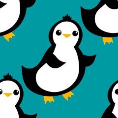 Christmas animals seamless penguin pattern for wrapping paper and fabrics