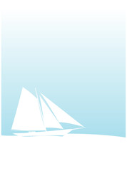 Sails against the blue sky. Sailing yacht. Sailing boat. Wind. Sea. Vector image for prints, poster and illustrations.