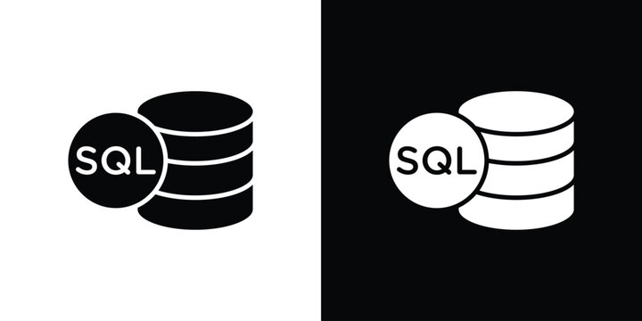 SQL icon simple flat graphic illustrations. Black and white silhouette vector