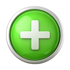 Fototapeta premium Glossy Green Add Button with Removed Background