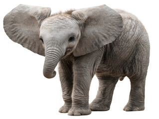 Fototapeta premium Cute Elephant cub isolated on a transparent or white background