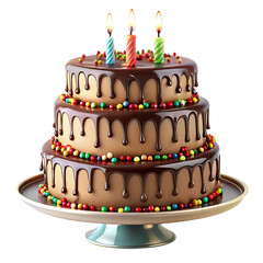 Chocolate Birthday Cake with Transparent Background