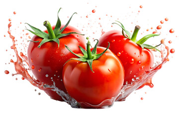 Fresh Tomatoes with Splashing Juice Removed Background