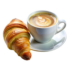 Croissant and Coffee Cup with Transparent Background