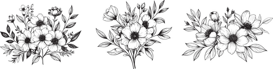 Delicate Blooms: Engraved Flower Compositions